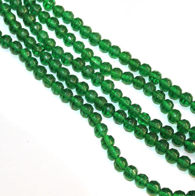 5 Strings Faceted Crystal Round Beads Green 8mm