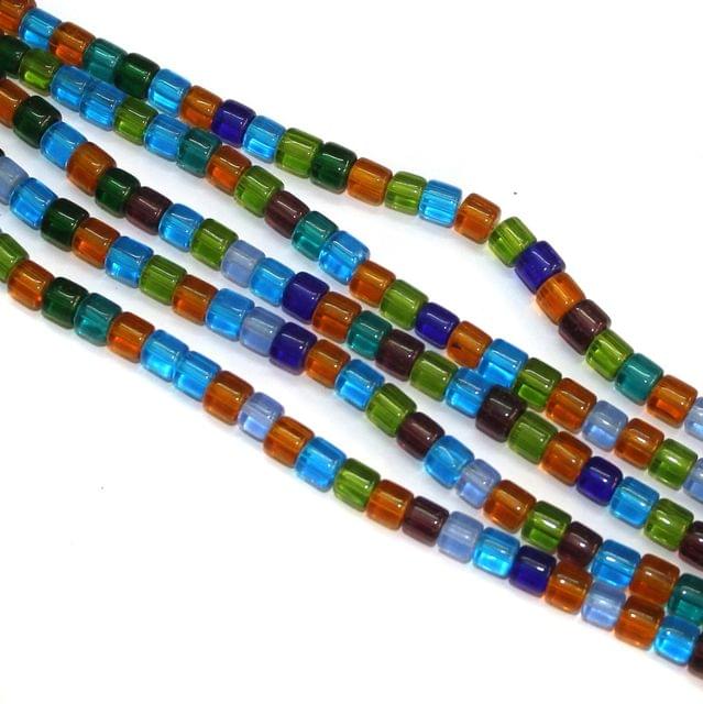 1 String 8X8mm Glass Tyre Beads Multicolor