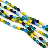 5 Strings Glass Oval Beads 8x6mm Multicolor