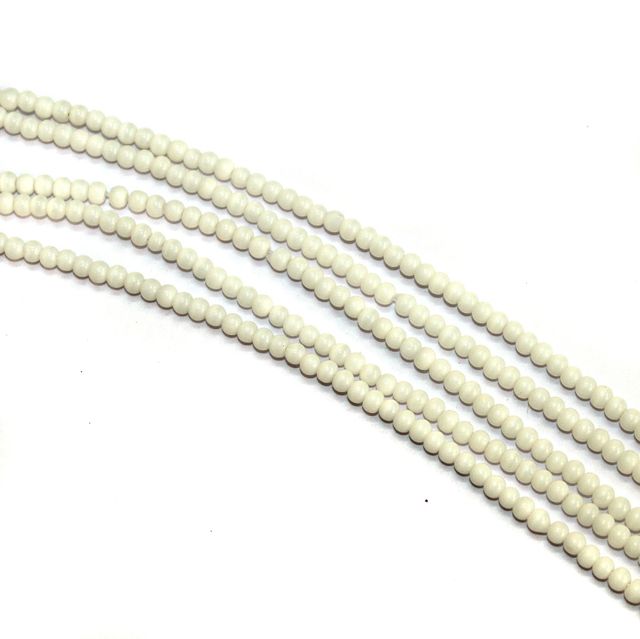 5 Strings Glass Round Beads 3mm Opaque White