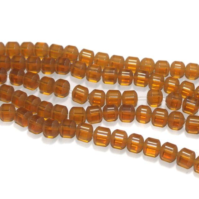 5 Strings Orange Half Matte Round Glass Beads 8mm