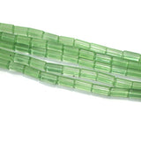 5 Strings Light Green Tube Glass Beads 16x8mm