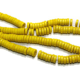 2 Strings Yellow Tyre Glass Beads 8x3mm