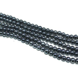 5 Strings Gun Metal Round Glass Beads 6mm