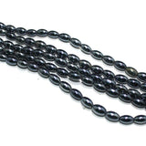 5 Strings Gun Metal Oval Glass Beads 9x6mm