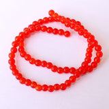 5 Strings Red Round Glass Beads 4mm