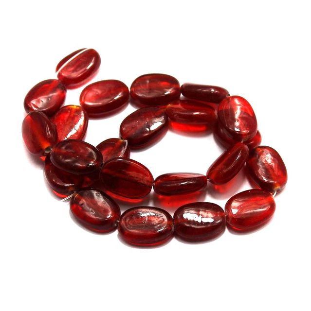 5 strings of Glass Oval Beads Light Red 15x12mm