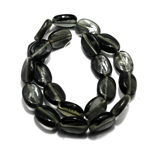 5 strings of Glass Oval Beads Black 15x12mm