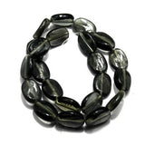 5 strings of Glass Oval Beads Black 15x12mm
