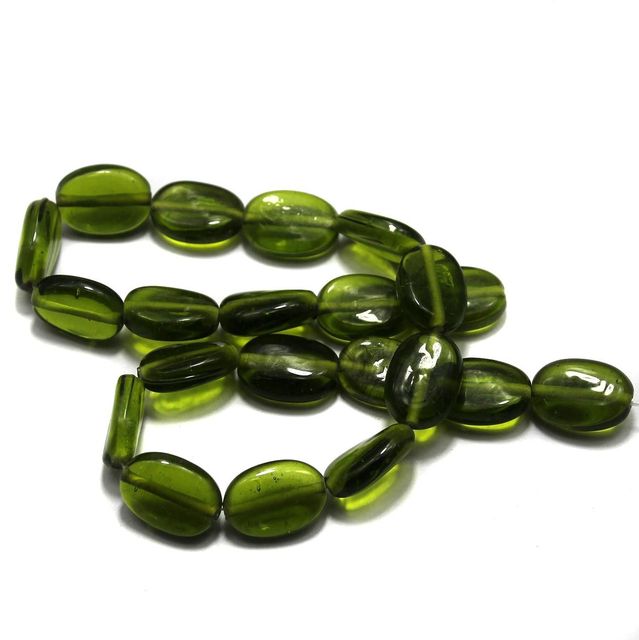 5 strings of Glass Oval Beads Green 15x12mm
