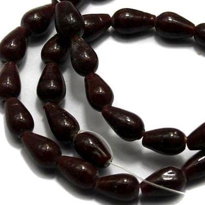 5 Strings of Glass Drop Beads Dark Brown 12x8mm