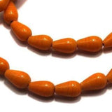 5 Strings of Glass Drop Beads Orange 12x8mm