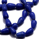 5 Strings of Glass Drop Beads Dark Blue 12x8mm