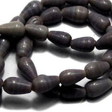 5 strings of Glass Drop Beads Purple 12x8mm
