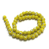 5 strings of Evil Eye Glass Round Beads Yellow 8mm