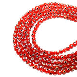 2 Strings, 6mm Red Glass Evil Eye Round Beads