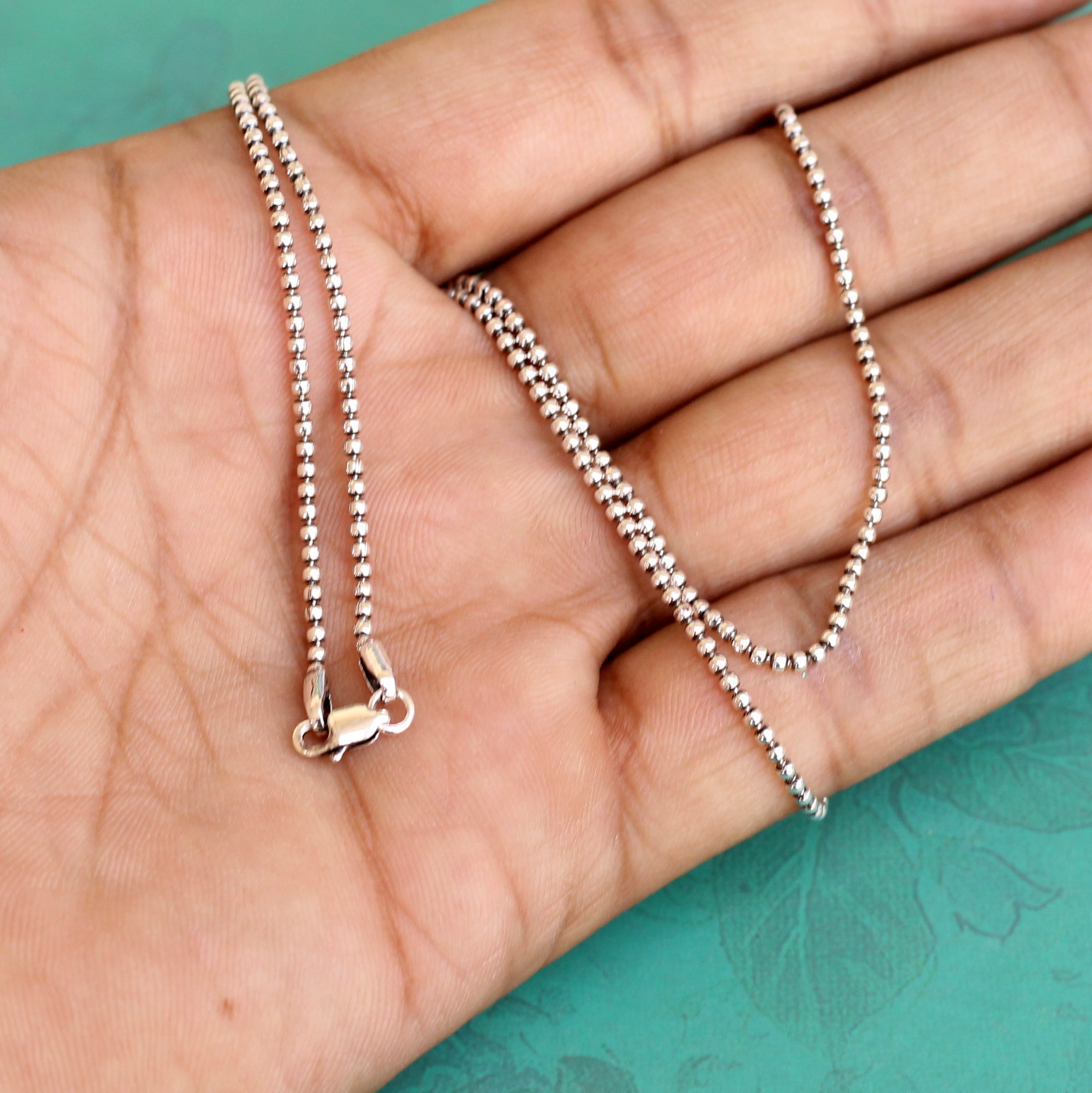 Silver Bead Necklace - Etsy