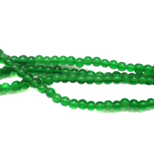 5 strings of Glass Round Beads Light Green 3mm
