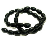 5 strings Glass Oval Beads Black 10x6mm