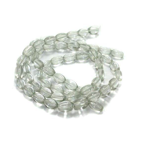 2 strings Glass Oval Beads White 12x8mm