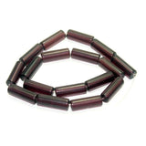 5 strings Glass Tube Beads Purple 24x8mm