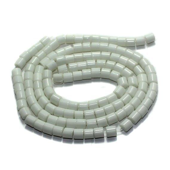 5 strings Glass Tyre Beads White 6mm