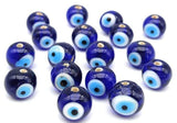 2 Strings, 8mm Glass Evil Eye Round Beads Blue