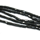 5 Strings Faceted Glass Beads Tube Black 10x4mm