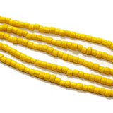 5 Strings Tyre Glass Beads Yellow 4x4mm