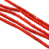 1 String 4x4mm Tyre Glass Beads Red