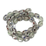 1 String 12x10mm Glass Oval Beads Tans White