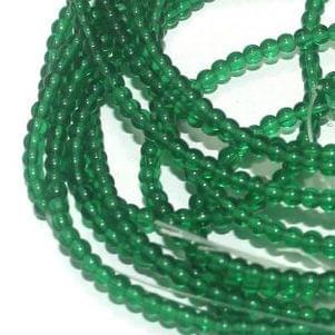 5 Strings Glass Round Beads Green 3 mm