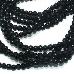 Glass Round Beads Black 4mm 5 Strings