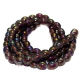 5 strings Glass Oval Beads Purple Rainbow 10x8mm