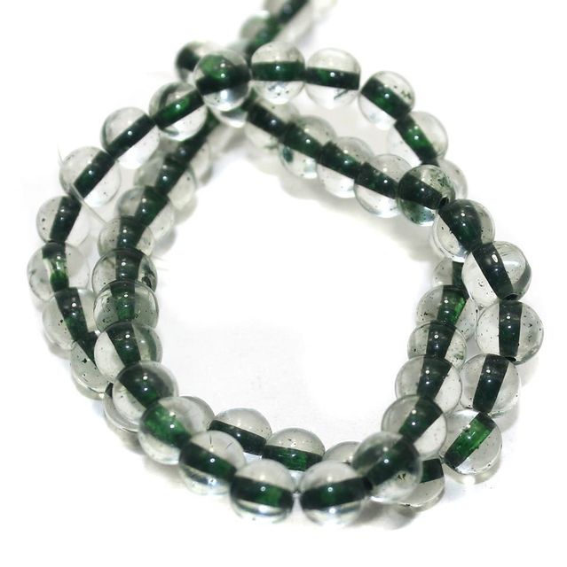 5 strings Glass Round Beads Inside Green 8mm