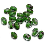 50 Pcs 15x12mm Millefiori Oval Beads Green
