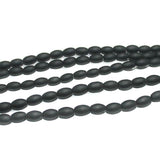 5 Strings Glass Beads Oval Black Matt 10x6mm