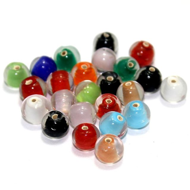 5 strings Glass Round Beads Inside color Assorted 8mm