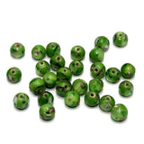 50 Pcs 6mm Millefiori Round Beads Green