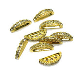 50 Pcs,19x7mm Golden 3 Hole Rhine Stone Spacers Beads