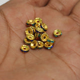 100 Pcs, 6x2mm Golden Rhinestone Disc Spacer Beads