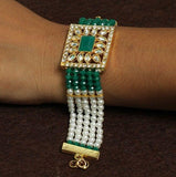 Kundan Work Acrylic Crystal Beads Bracelet