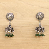 German Silver Beads Hanging Jhumki Green