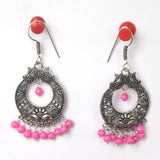 German Silver Chandibali Earring Pink