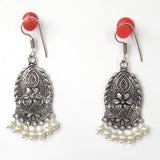 German Silver Beads Hanging Earring White
