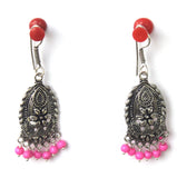 German Silver Beads Hanging Earring Pink