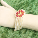 Glass & Kundan Beaded Designer 4 Layer Bracelet