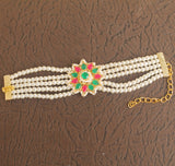 Glass & Kundan Beaded Designer 4 Layer Bracelet
