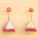 Meenakari Jhumka Earrings Pink