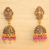 Meenakari Jhumka Earrings Pink